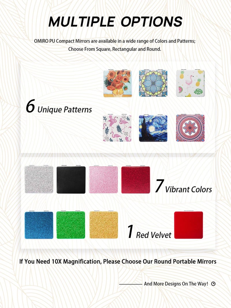 OMIRO Compact Mirror, Classical PU Leather 1X/3X Magnification, Ultra Portable for Purses, 2.4" W x 3.4" L (Black) - Image 4