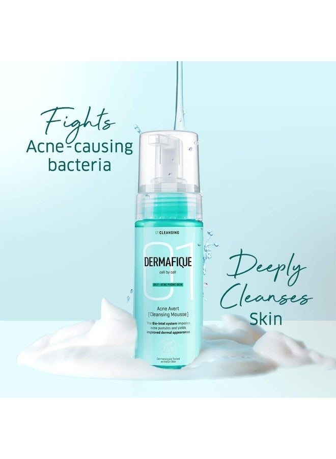 Dermafique Acne Avert Cleansing Mousse, 150 ml - for Acne Prone Skin- Suits Oily and Dry Skin - Foaming Face Wash with Salicylic acid - Cleanses Pores and Clears Out Excess Sebum - Paraben Free, SLES-free- Dermatologist Tested - Image 3