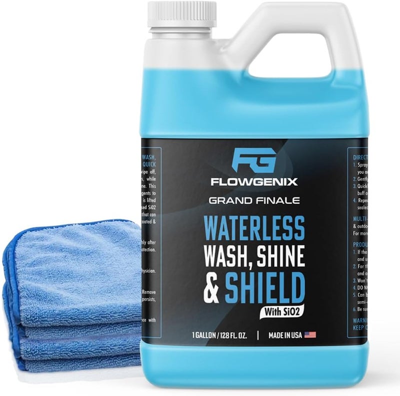 Flowgenix ™ Waterless Car Wash Spray - Grand Finale - Motorcycle Cleaner & Car Wax Polish (1 Gal or 128 oz) - Ceramic Coating - Quick Detailer Spray to Make Your Vehicle Shine - Image 1