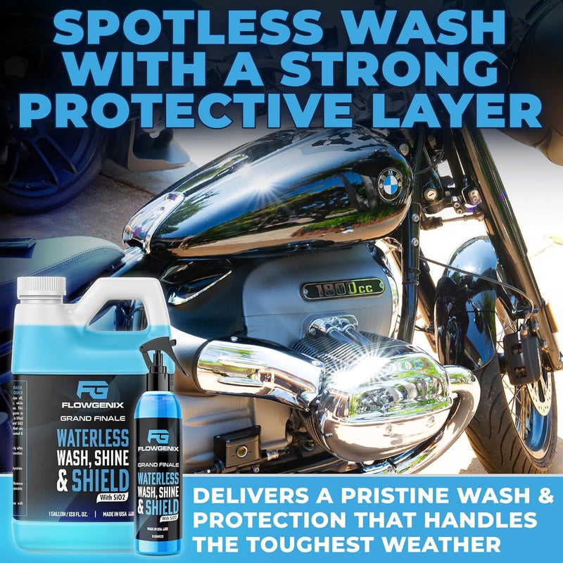 Flowgenix ™ Waterless Car Wash Spray - Grand Finale - Motorcycle Cleaner & Car Wax Polish (1 Gal or 128 oz) - Ceramic Coating - Quick Detailer Spray to Make Your Vehicle Shine - Image 2