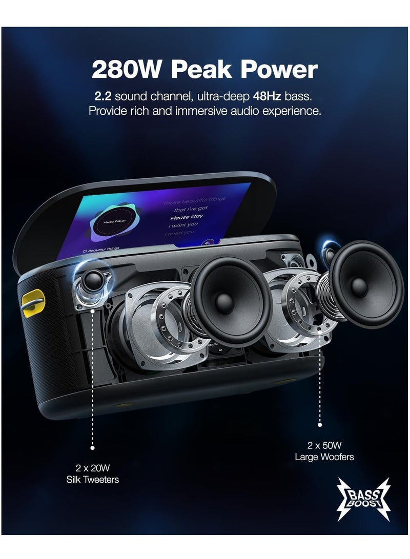 Ikarao مكبر صوت ذكي للحفلات IKARAO S1 شامل 550 واط 10.1 بوصة HD شحن ذاتي مع ميكروفون x2 بلوتوث 5.4 واي فاي HDMI 5.3 كجم 12 ساعة PT USB جيتار/ميكروفون AUX USB-C إدخال/إخراج حزام حمل - Image 3
