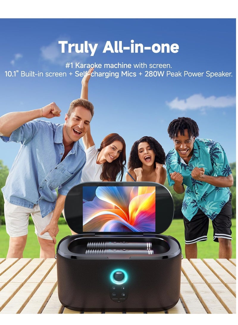 Ikarao مكبر صوت ذكي للحفلات IKARAO S1 شامل 550 واط 10.1 بوصة HD شحن ذاتي مع ميكروفون x2 بلوتوث 5.4 واي فاي HDMI 5.3 كجم 12 ساعة PT USB جيتار/ميكروفون AUX USB-C إدخال/إخراج حزام حمل - Image 4