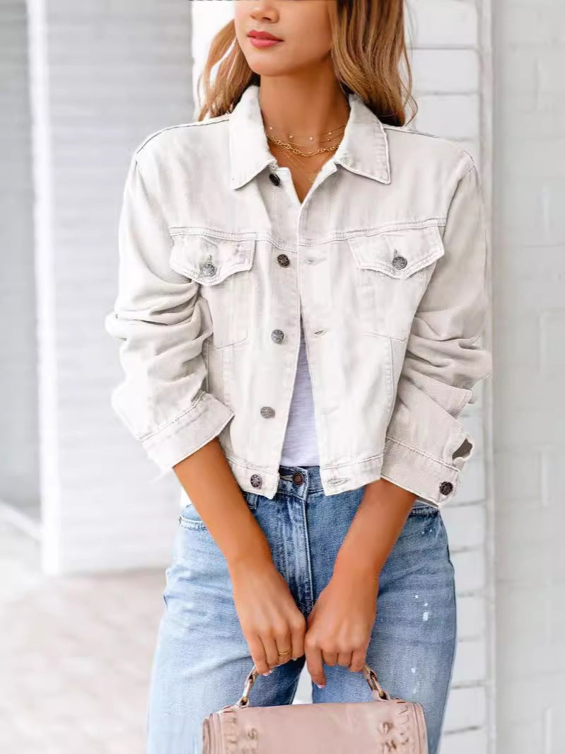 Temu2025 Women'S Clothing Spring New Denim Jacket Women'S Jacket Long-Sleeved Top - Image 5