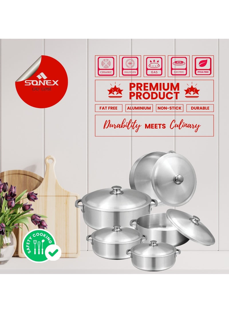 SONEX Sonex Imperial Set 2x6 Premium Cookware Bundle, Even Heating Distribution, Heavy Weight, High Quality Metal Finish, Durable Long Lasting Construction, Set of 5 (4,5.5,8.5,12.5,15.5) Ltr  - Image 3