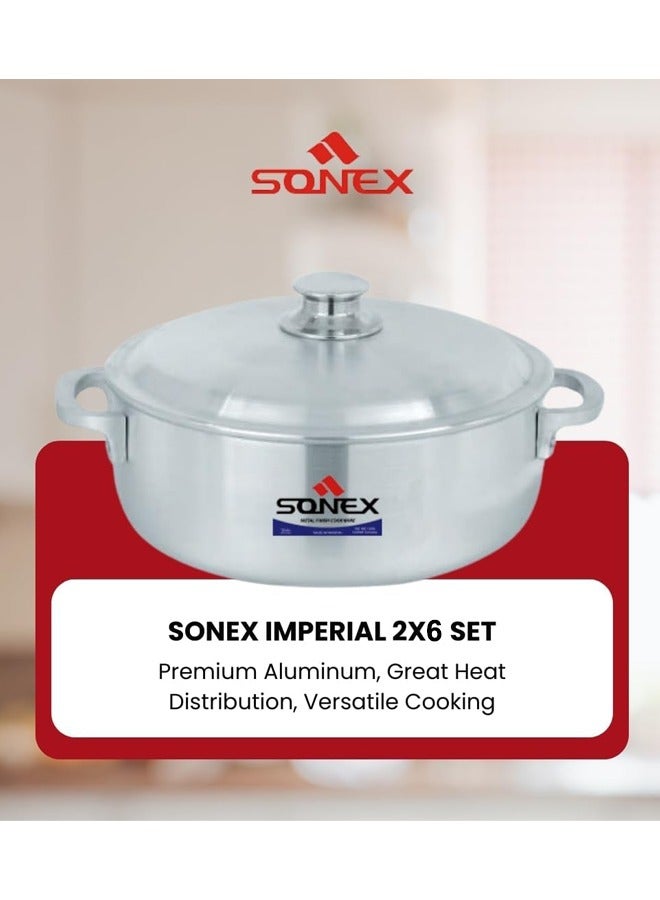 SONEX Sonex Imperial Set 2x6 Premium Cookware Bundle, Even Heating Distribution, Heavy Weight, High Quality Metal Finish, Durable Long Lasting Construction, Set of 5 (4,5.5,8.5,12.5,15.5) Ltr  - Image 2