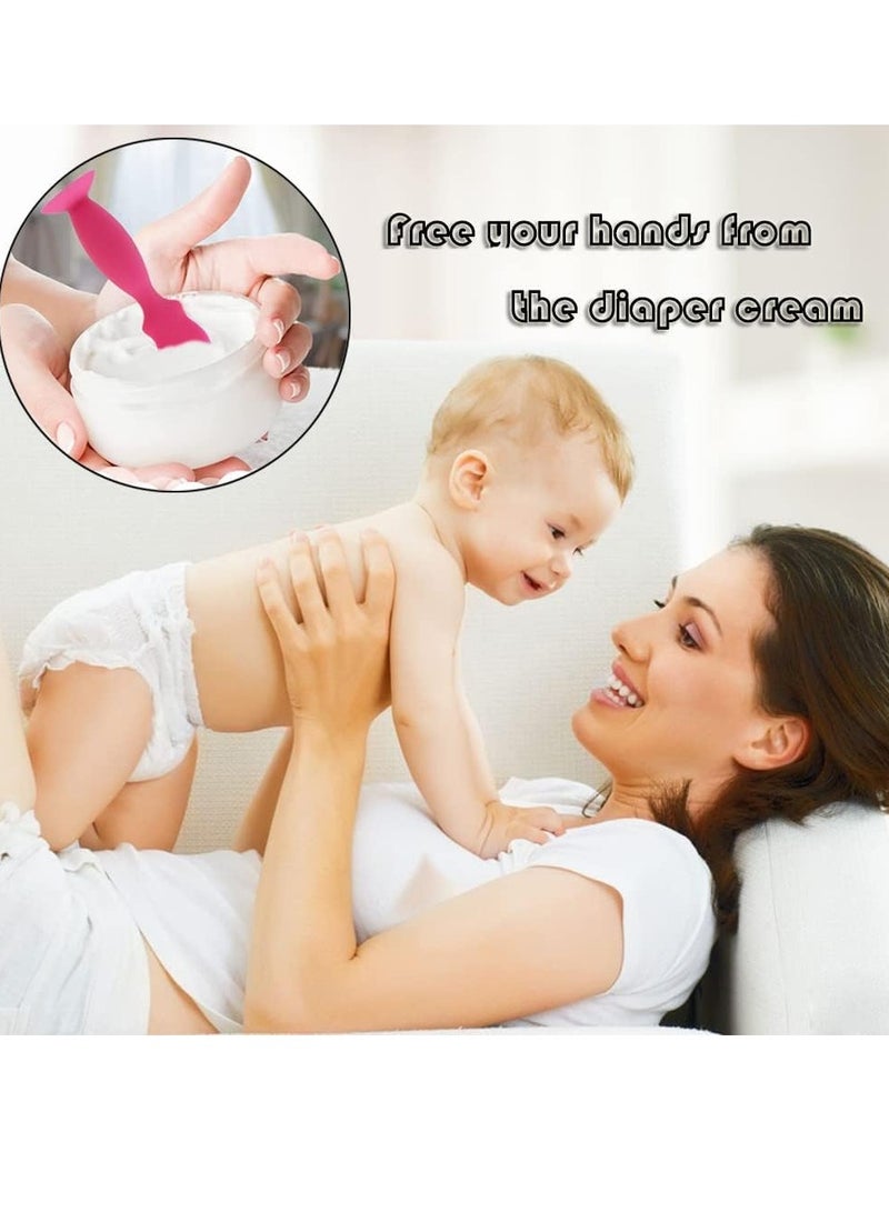Excefore 4 Pcs Baby Diaper Cream Spatula Silicone Nappy Rash Cream Applicator Baby Spatula with Suction Cup for Newborn Baby Facial Cosmetic  - Image 5