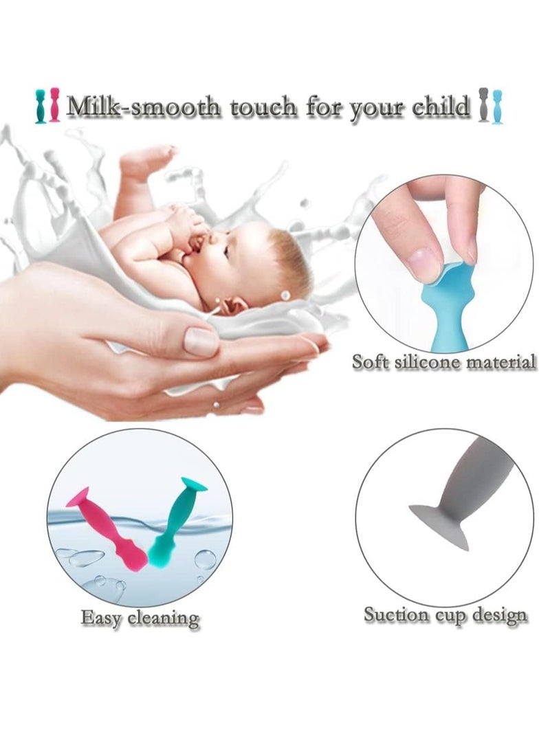 Excefore 4 Pcs Baby Diaper Cream Spatula Silicone Nappy Rash Cream Applicator Baby Spatula with Suction Cup for Newborn Baby Facial Cosmetic  - Image 4