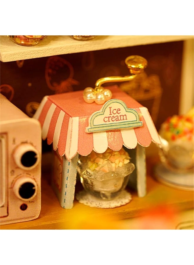 Flever Dollhouse Miniature DIY House Kit Creative Room with Furniture for Romantic Valentine's Gift (Happiness ice Cream Shop) - Image 5