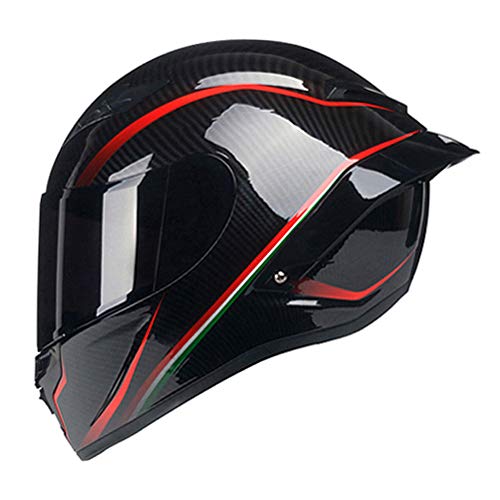 Woljay Full Face Motorcycle Helmet Racing Helmet Motocross Off Road Moto Street Bike Helmets (XL, Carbon Fiber Red u Black Gloss) - Image 1