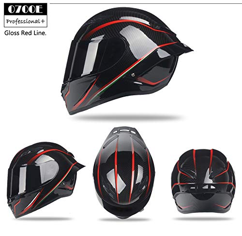 Woljay Full Face Motorcycle Helmet Racing Helmet Motocross Off Road Moto Street Bike Helmets (XL, Carbon Fiber Red u Black Gloss) - Image 2