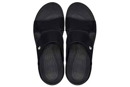 CALTO Men's Invisible Height Increasing Elevator Shoes - Black/Grainy Black Ultra Light-Weight Slip-on Comfort Sandals - 2 Inches Taller - X1655 - Size 9 D(M) US - Image 4