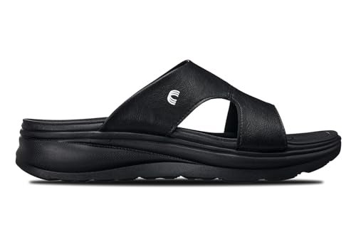 CALTO Men's Invisible Height Increasing Elevator Shoes - Black/Grainy Black Ultra Light-Weight Slip-on Comfort Sandals - 2 Inches Taller - X1655 - Size 9 D(M) US - Image 2
