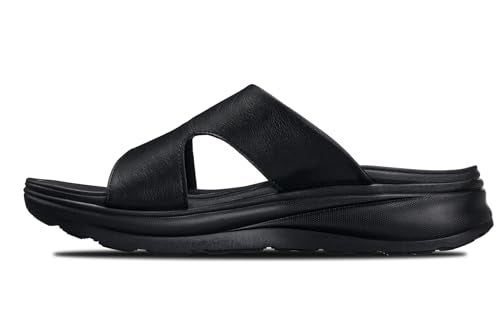 CALTO Men's Invisible Height Increasing Elevator Shoes - Black/Grainy Black Ultra Light-Weight Slip-on Comfort Sandals - 2 Inches Taller - X1655 - Size 9 D(M) US - Image 3