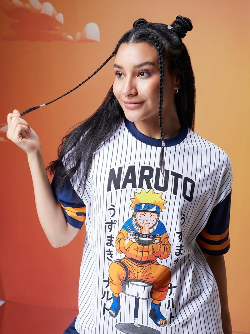 Bewakoof Official Naruto Merchandise Women's Graphic Printed Oversized T-Shirt_603172_Blue_2XL - Image 2