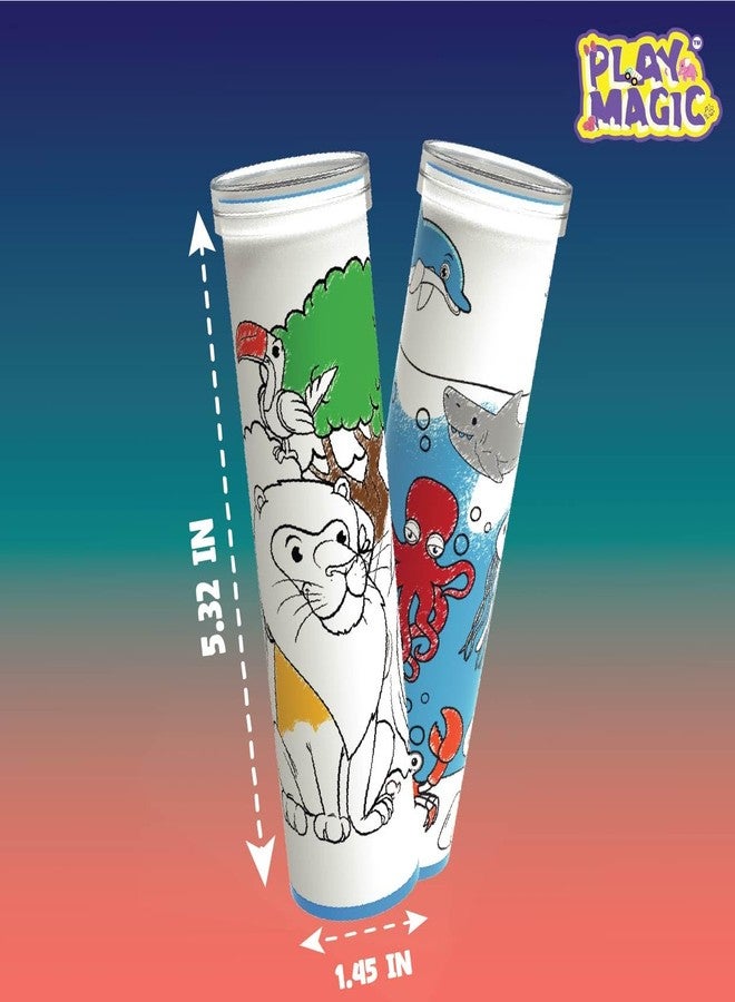PlayMagic BrainActiv Kaleidoscope Making DIY Kit for Kids 3+|Magical Pattern Creation Kit|2 Kaleidoscopes, Scratch Sheets, 8 Activity Sheets|Educational Birthday Gift for Kids-Sea & Animal Adventure - Image 4