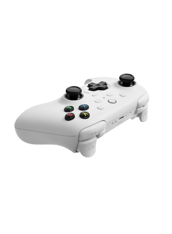 8Bitdo The 8BitDo Ultimate 2 wireless gamepad is compatible with Windows PC, Apple, Steam, and Android. It features TMR joysticks, Hall effect/haptic triggers, motion controls, an RGB fire ring, and a 1000Hz polling rate. It is available in white. - Image 3