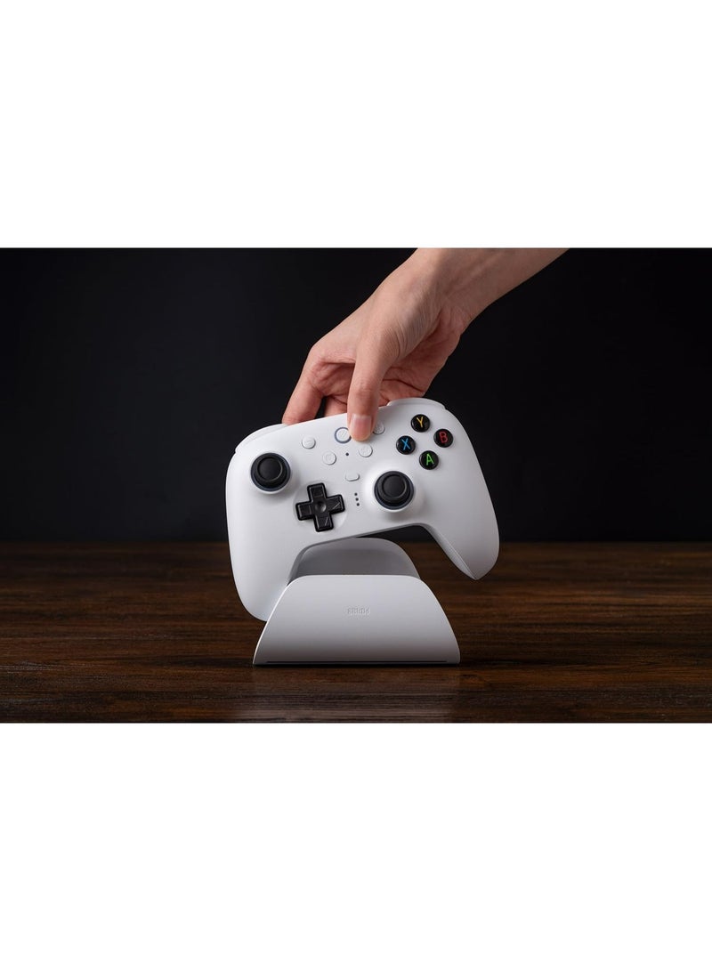8Bitdo The 8BitDo Ultimate 2 wireless gamepad is compatible with Windows PC, Apple, Steam, and Android. It features TMR joysticks, Hall effect/haptic triggers, motion controls, an RGB fire ring, and a 1000Hz polling rate. It is available in white. - Image 5