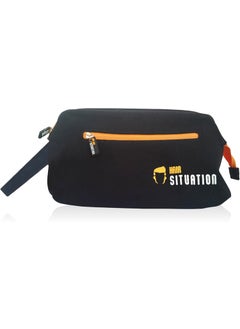 Hair Situation Hair Situation Men Toiletry Bag, Large Lightweight Traveling Case Organizer, Shaving Bag, Dopp Kit Water-resistant for Toiletries Accessories with Extendable Wire Frame to Stay Open, 2 Pockets, Black 