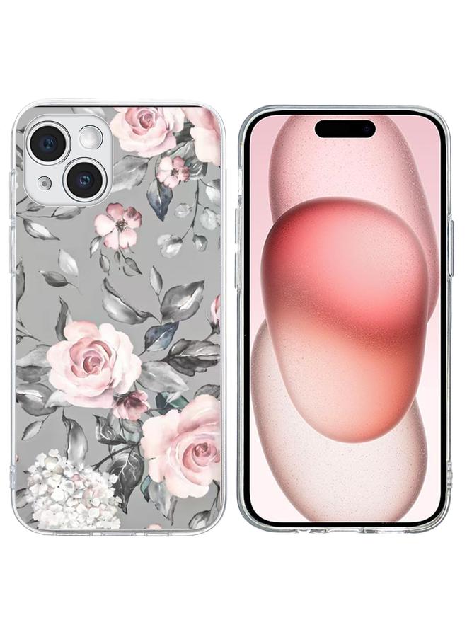 اس-توب جراب لهاتف iPhone 15 Plus بنمط رسم ملون من مادة TPU - Image 1