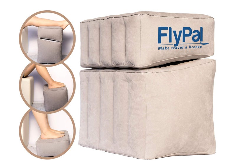 Flypal Inflatable Foot Rest Pillow for Travel, Patented 2 in 1 Design, Blow-Up Footrest Cushion for Home, Office. Airplane Travel Essential and Kids Airplane Bed - Image 1