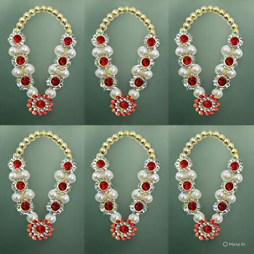 DT DECTONE Pack of 6 Small Red Jarkan Mala for God Idol Murti Garland Haar for God Idols, Small for Statue, Figurines, 7 cm - Image 2