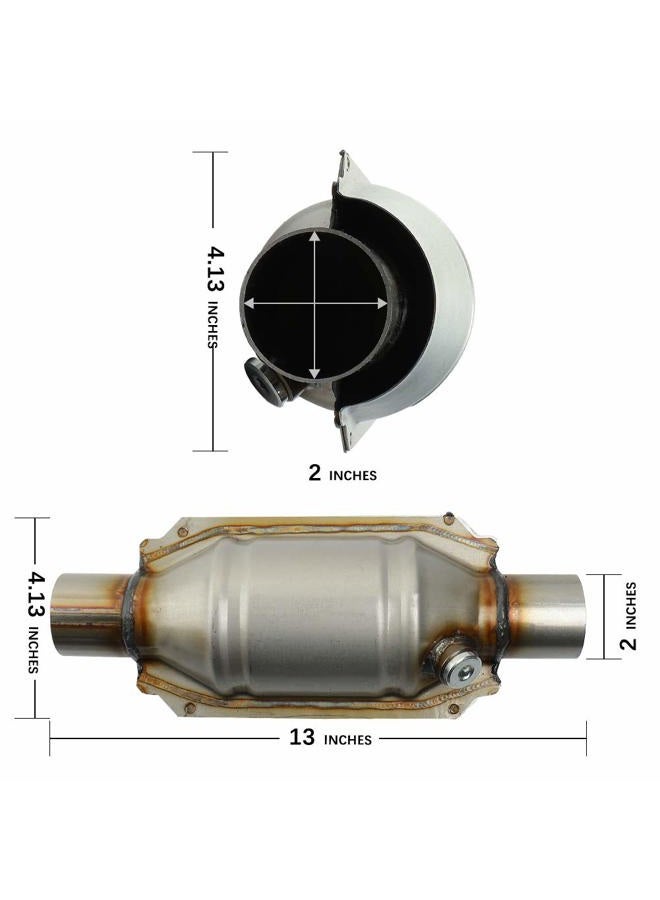 MAYASAF 【2 PACK】2" Inlet/Outlet Universal Catalytic Converter, with O2 Port & Heat Shield (EPA Compliant) - Image 5