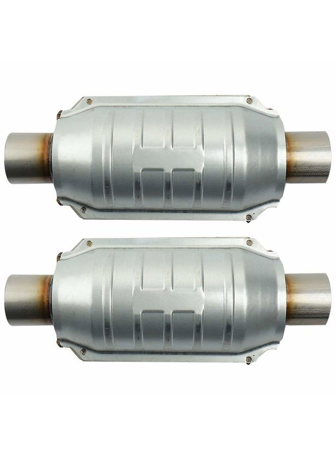 MAYASAF 【2 PACK】2" Inlet/Outlet Universal Catalytic Converter, with O2 Port & Heat Shield (EPA Compliant) - Image 1