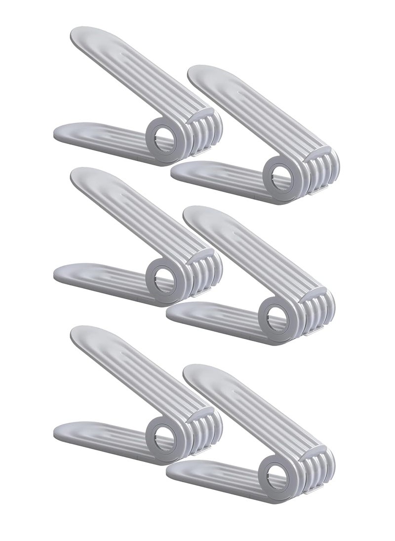 HOUSE OF QUIRK - House of Quirk Plastic Shoe Slots Organizer, Adjustable Shoe Rack Stacker Storage Space Saver, Double Deck Shoe Rack Holder For Closet Organization (Grey, Pack Of 6), 26 X 10 Cm - Image 1