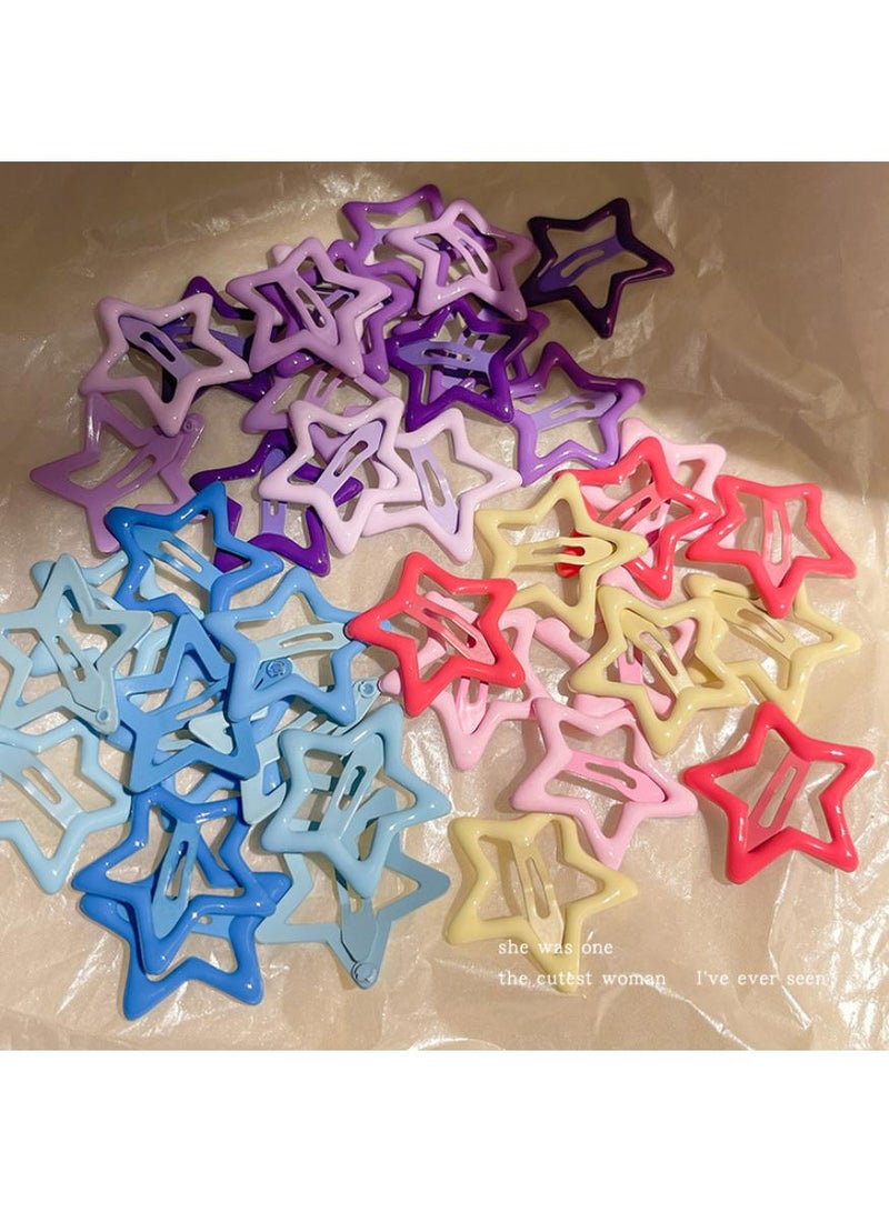 KHAJUL 21 Pcs Multicolor Star Hair Clips, Metal Snap Hair Barrettes, Non-Slip Fashion Star Hair Accessories for Women , Girls (1.18"×3cm Randomly mix colors) - Image 3