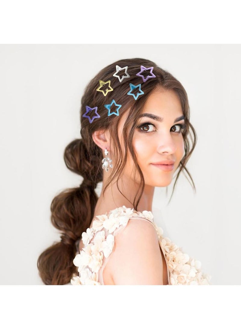 KHAJUL 21 Pcs Multicolor Star Hair Clips, Metal Snap Hair Barrettes, Non-Slip Fashion Star Hair Accessories for Women , Girls (1.18"×3cm Randomly mix colors) - Image 4