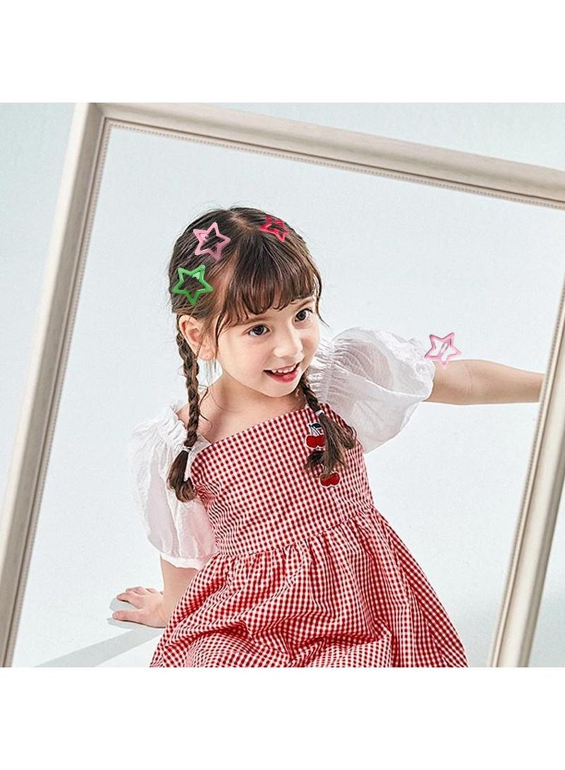 KHAJUL 21 Pcs Multicolor Star Hair Clips, Metal Snap Hair Barrettes, Non-Slip Fashion Star Hair Accessories for Women , Girls (1.18"×3cm Randomly mix colors) - Image 5