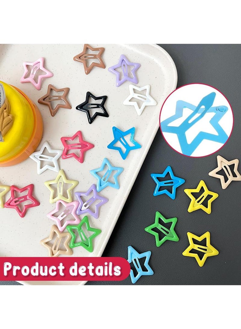KHAJUL 21 Pcs Multicolor Star Hair Clips, Metal Snap Hair Barrettes, Non-Slip Fashion Star Hair Accessories for Women , Girls (1.18"×3cm Randomly mix colors) - Image 2