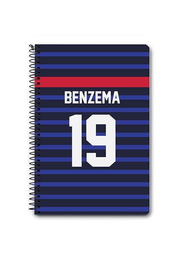 Stylizedd Designer A5 Spiral Notebook Memo Notepad Journal - Football Team - France Player Name - Benzema - Image 1