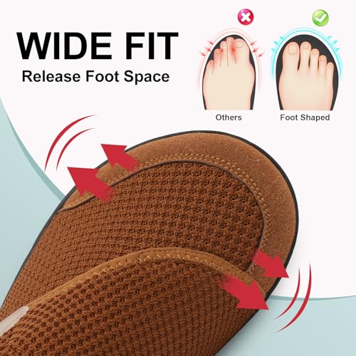 LeIsfIt Mens Wide Diabetic Shoes Adjustable Barefoot Walking Shoes Breathable Zero Drop Sneakers for Wide Width Arthritis Edema Feet Brown Size 11 - Image 3