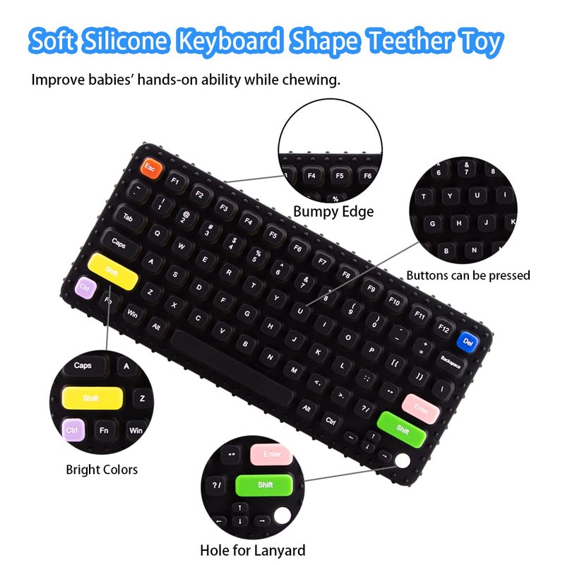 Besosay Baby Keyboard Teething Toys For Babies 0-3  0-6  6-12 Months | Soft Silicone Baby Keyboard Teethers Toys | Baby Fidget Toys 0-6 Months | Infant Teether Pacifier For Breastfeeding Baby Boy Girl - Image 5
