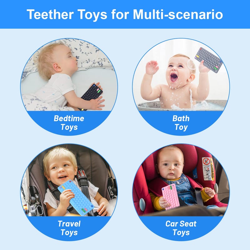 Besosay Baby Keyboard Teething Toys For Babies 0-3  0-6  6-12 Months | Soft Silicone Baby Keyboard Teethers Toys | Baby Fidget Toys 0-6 Months | Infant Teether Pacifier For Breastfeeding Baby Boy Girl - Image 3