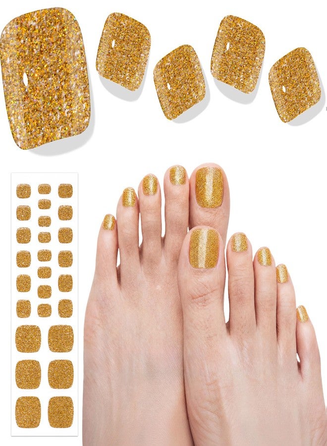Beaolata Semi Cured Gel Nail Strips - 26 PCS Salon Quality Toe Gel Nail Stickers for All UV Light - Longlasting & Easy Remove Toe Wraps Art Kit for Women (Pharaoh's Gold) - Image 1
