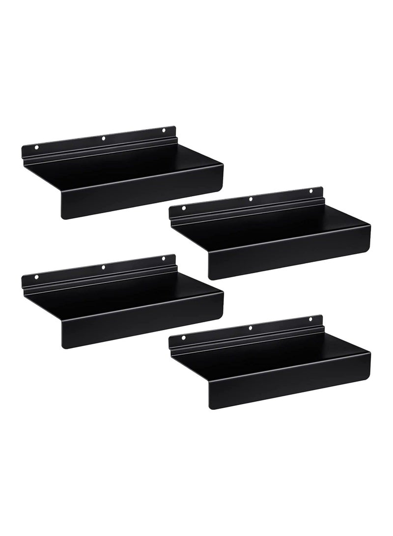 Captaintech Metal Slatwall Shelves, Slatwall Accessories and Fixtures, Floating Slat Wall Shelf Shelves for Shoes, Flat Display Shelves for Wall, Shoe Stores, Boutiques Supplies, 4Pcs (Black) - Image 1