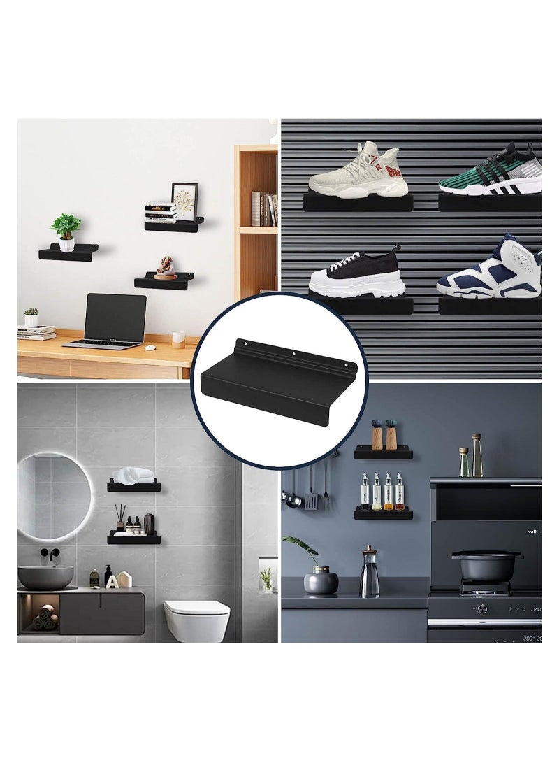 Captaintech Metal Slatwall Shelves, Slatwall Accessories and Fixtures, Floating Slat Wall Shelf Shelves for Shoes, Flat Display Shelves for Wall, Shoe Stores, Boutiques Supplies, 4Pcs (Black) - Image 5