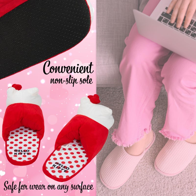 Hello Kitty Sanrio 3D Slippers for Girls Teens Women, Anti-Slip Sole Indoor House Shoes, Kawaii Cozy Gifts for Women Mom (Red, 9/9.5 US) - Image 4