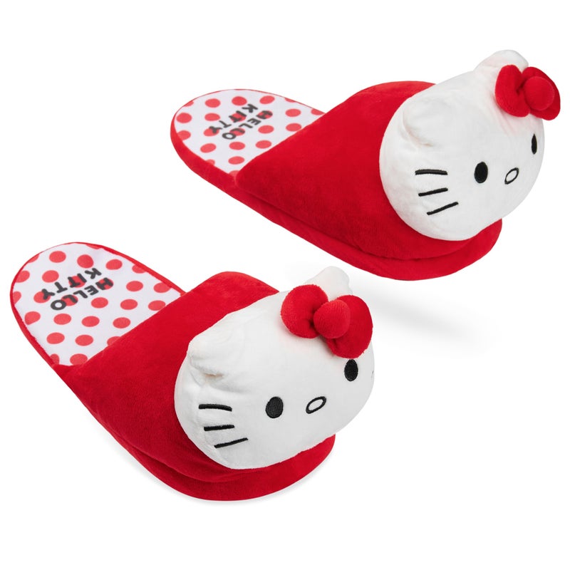 Hello Kitty Sanrio 3D Slippers for Girls Teens Women, Anti-Slip Sole Indoor House Shoes, Kawaii Cozy Gifts for Women Mom (Red, 9/9.5 US) - Image 1