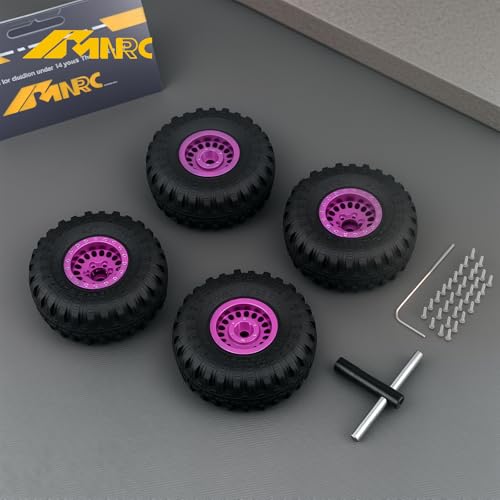 NMNRC 10 Inch Purple Wheel and Tire Aluminum Rim for 118 FMS FCX18 TRX4M Redcat Ascent18 124 SCX24 AX24 FCX24 Series Upgrades RC Part - Image 5