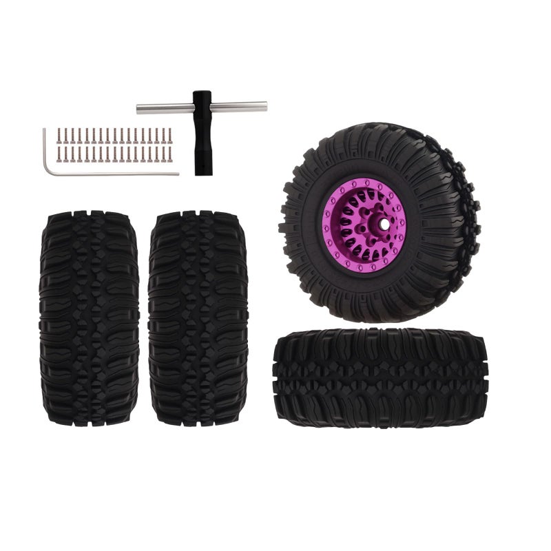NMNRC 10 Inch Purple Wheel and Tire Aluminum Rim for 118 FMS FCX18 TRX4M Redcat Ascent18 124 SCX24 AX24 FCX24 Series Upgrades RC Part - Image 4