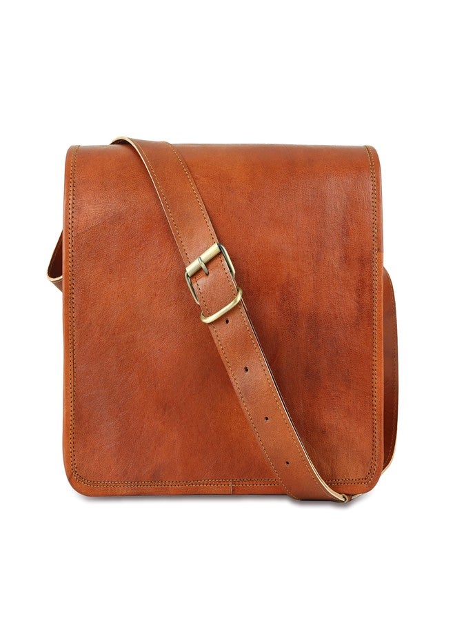 RSN Stylish Genuine Leather 3 Compartment Travel Office Business Messenger Bag For Men Women (10x13 Inch) - Image 1