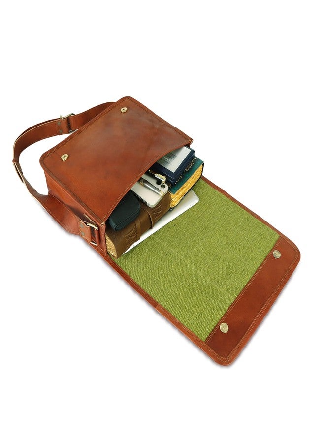 RSN Stylish Genuine Leather 3 Compartment Travel Office Business Messenger Bag For Men Women (10x13 Inch) - Image 4