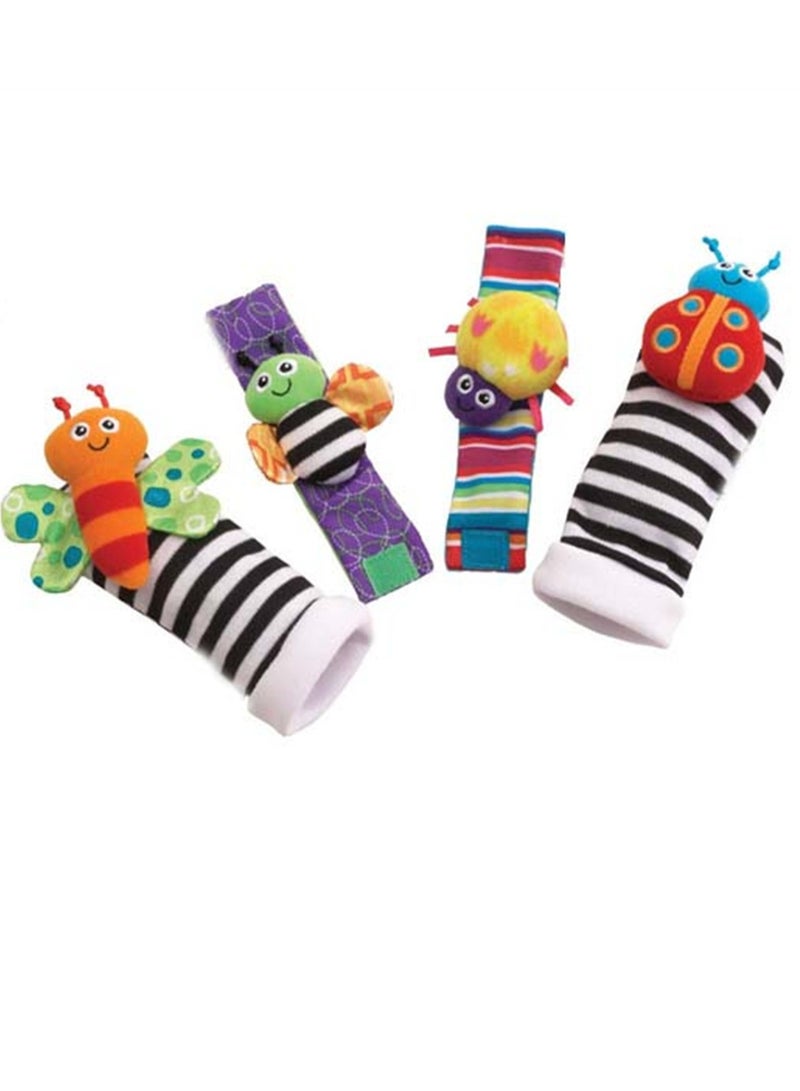 Baby Wristband And Rattle Socks Infant Foot Finder Set Jingle Toy Set of 4  - Image 2