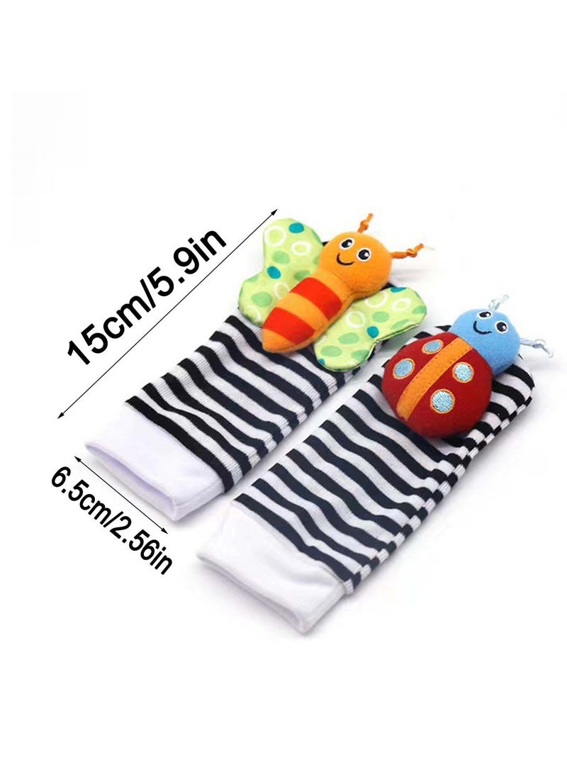 Baby Wristband And Rattle Socks Infant Foot Finder Set Jingle Toy Set of 4  - Image 5
