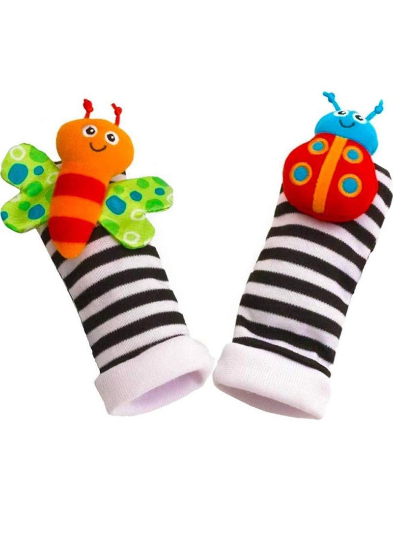 Baby Wristband And Rattle Socks Infant Foot Finder Set Jingle Toy Set of 4  - Image 4