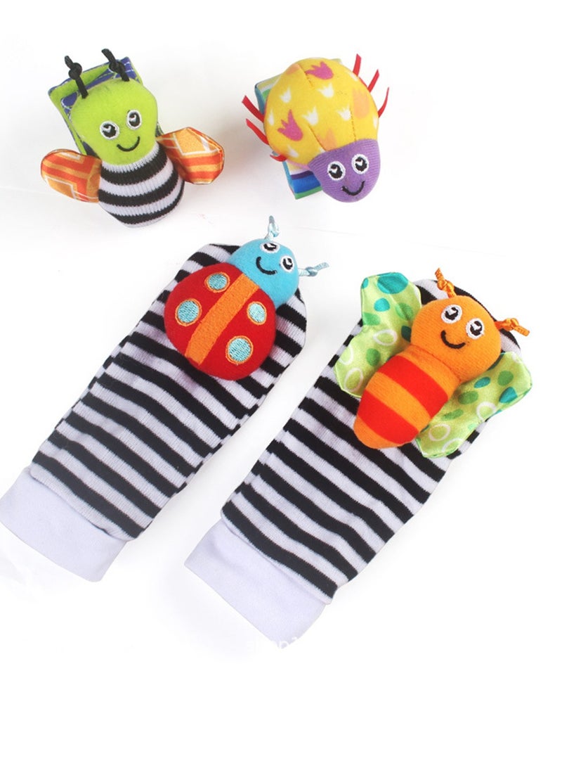 Baby Wristband And Rattle Socks Infant Foot Finder Set Jingle Toy Set of 4  - Image 3