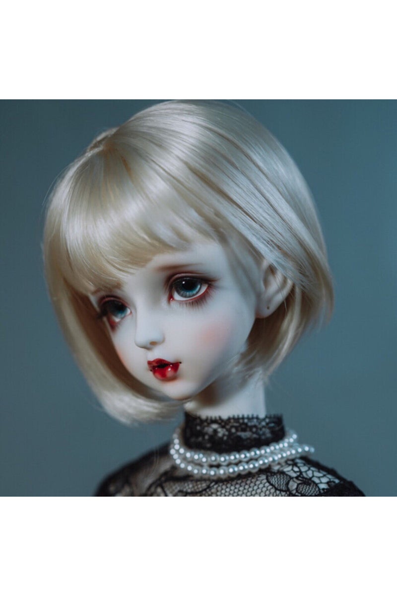 6 نقاط بوبو 1/6 إكسسوارات شعر مستعار لدمية بي جيه دي، شعر ذهبي فاتح طويل مع غرة، ملابس فتاة اصنعيها بنفسك